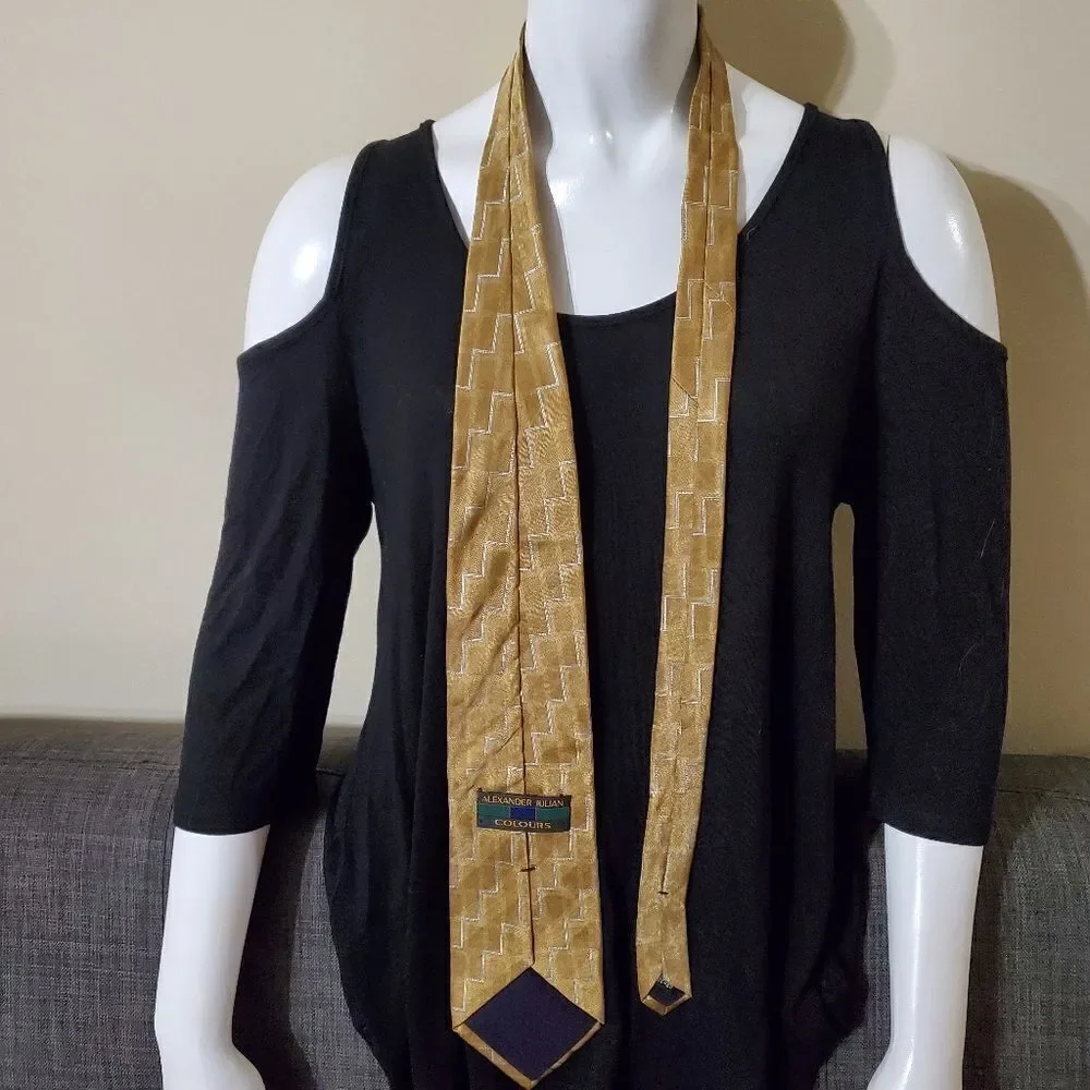 Alexander Julian Colours Yellow & Silver Silk Tie
